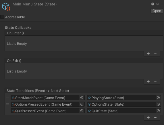 State Editor in Unity Inspector