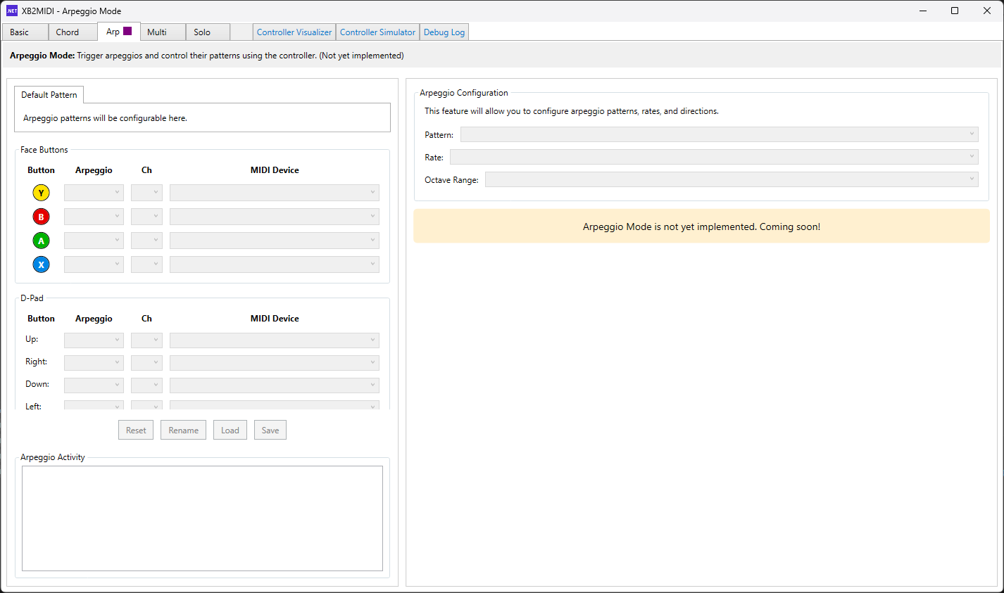 XB2MIDI Arpeggio Mode Interface