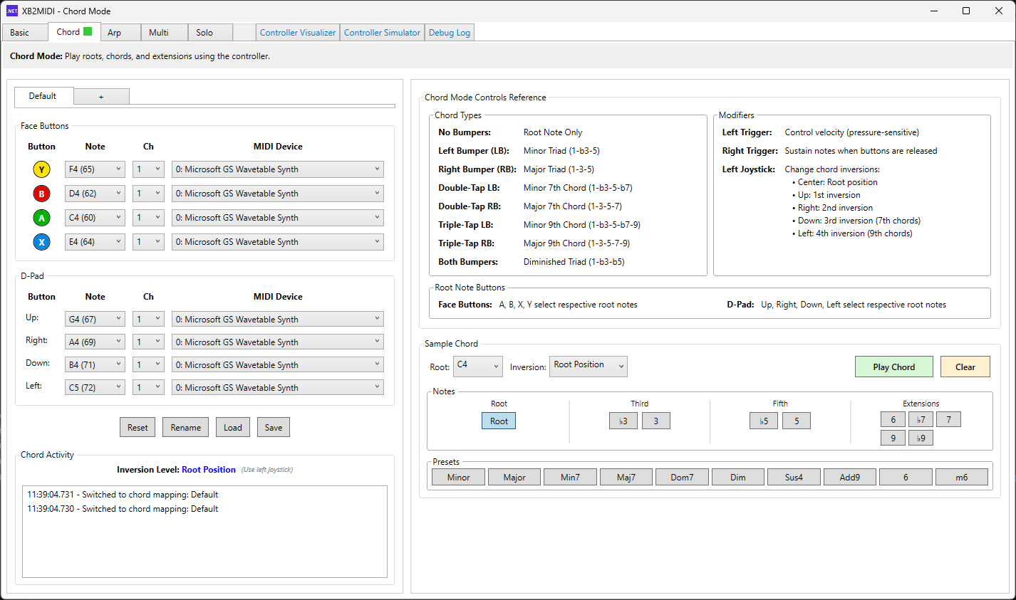 XB2MIDI Chord Mode Interface
